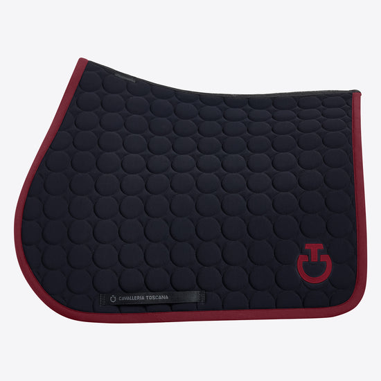 Cavalleria Toscana Saddle Pad in black with burgundy edge and logo