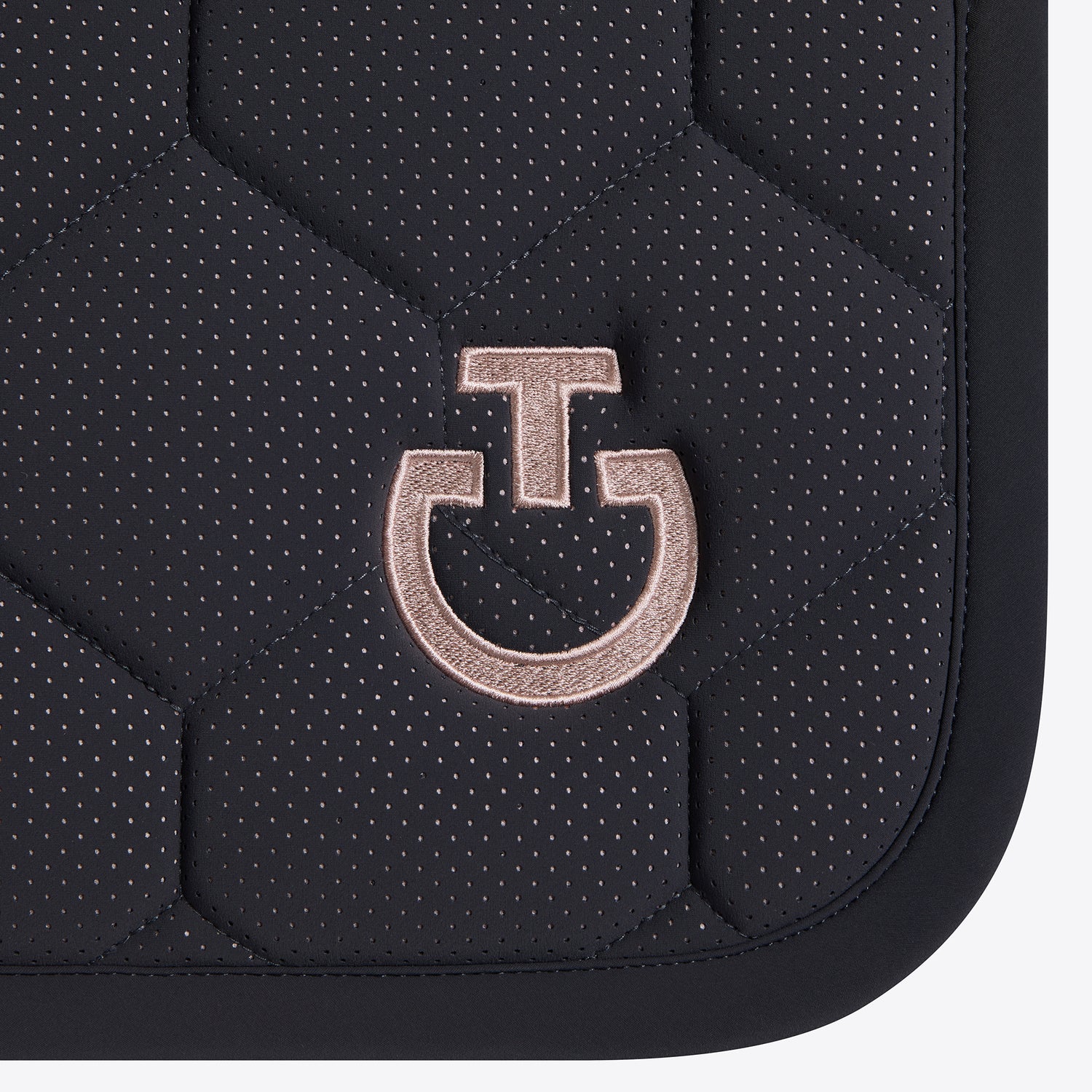 ct perforated saddle blanket in navy with pink logo