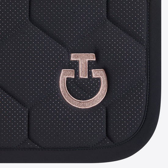 ct perforated saddle blanket in navy with pink logo