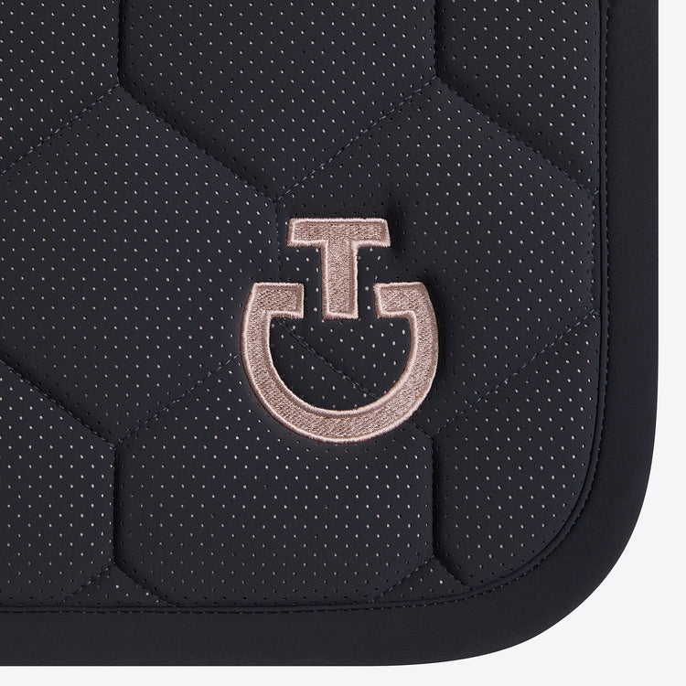 ct perforated saddle blanket in navy with pink logo