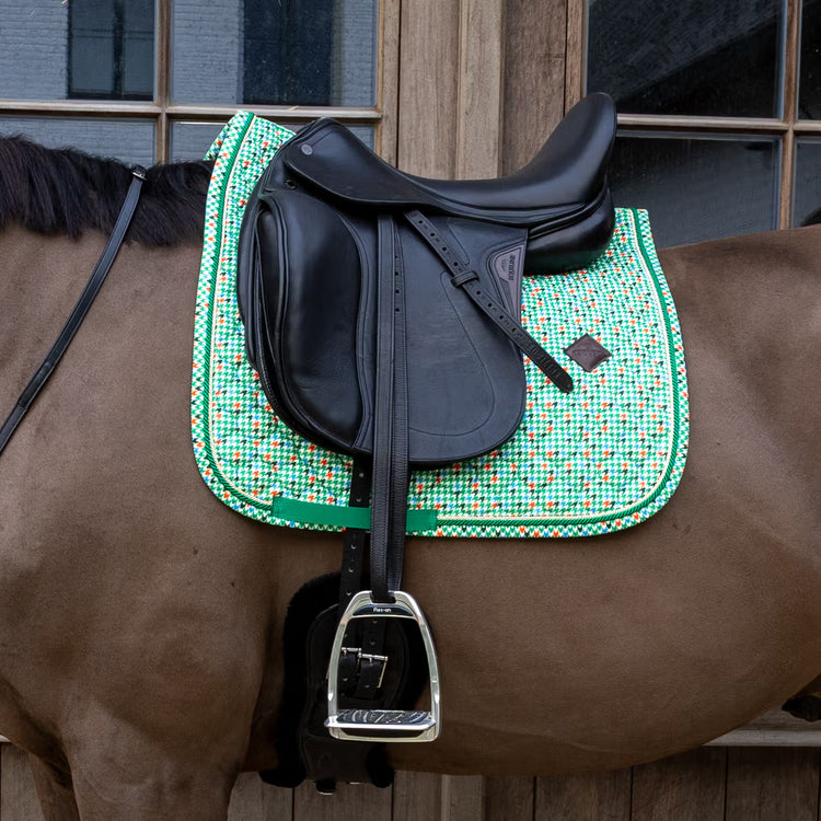 Saddle Pad Velvet Pied-De-Poule Dressage Light Green