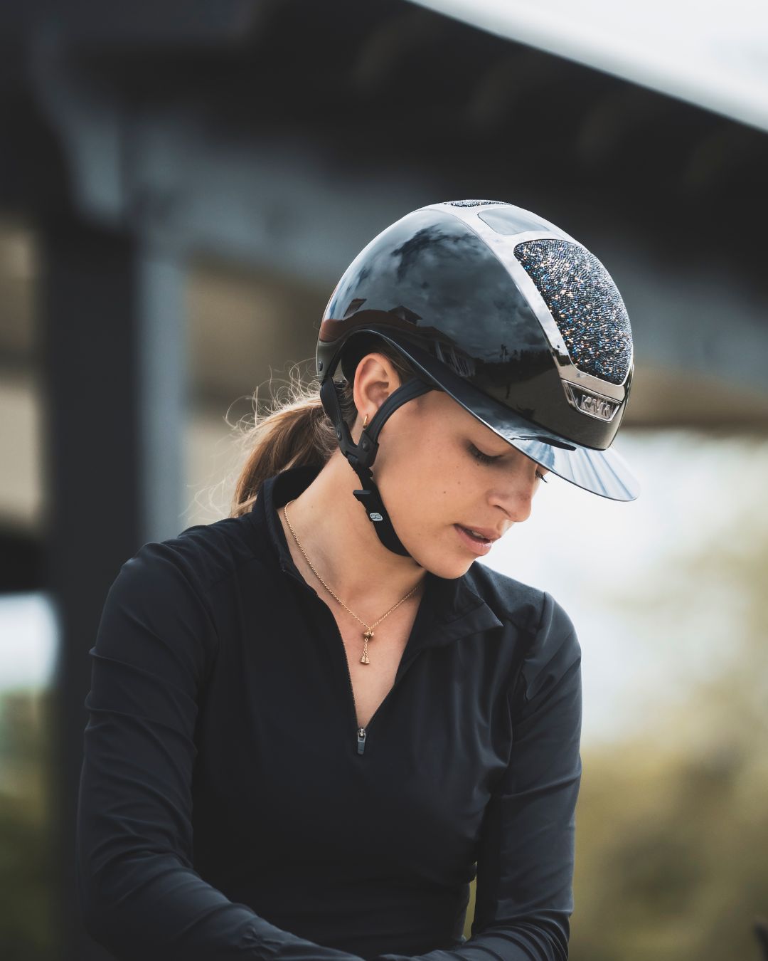 Sparkly show jumping helmet