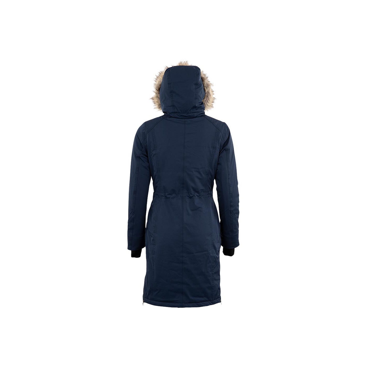 Long winter riding jacket with hood