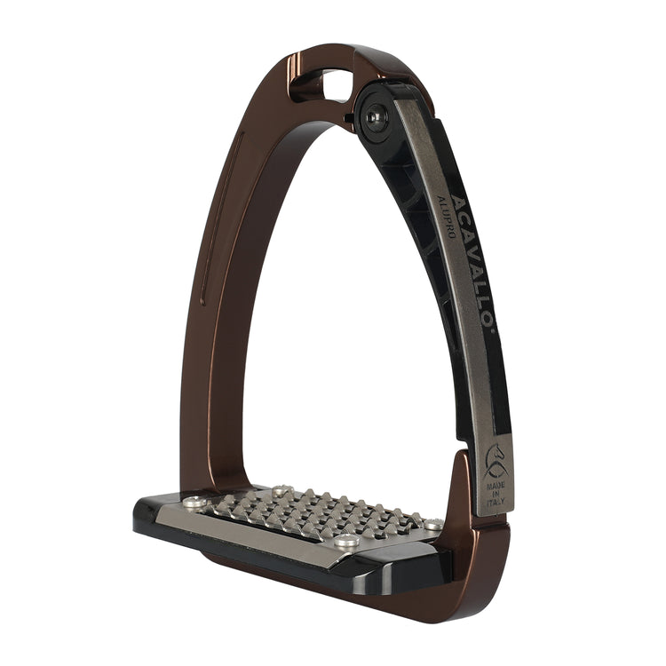 Acavallo Arena Alu-Pro Safety Stirrups in Brown.