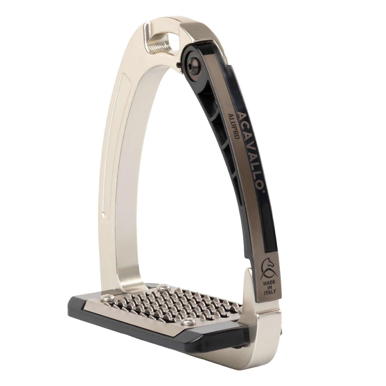 Acavallo Arena Alu-Pro Safety Stirrups in Solar Titanium.