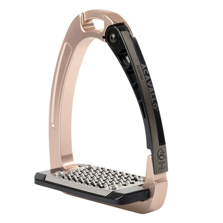 Acavallo Arena Alu-Pro Safety Stirrups in Titanium Rose.