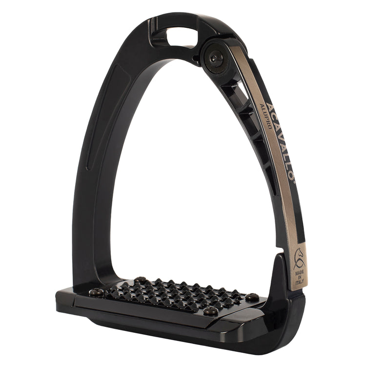 Acavallo Arena Alu-Pro Safety Stirrups in Total Black.
