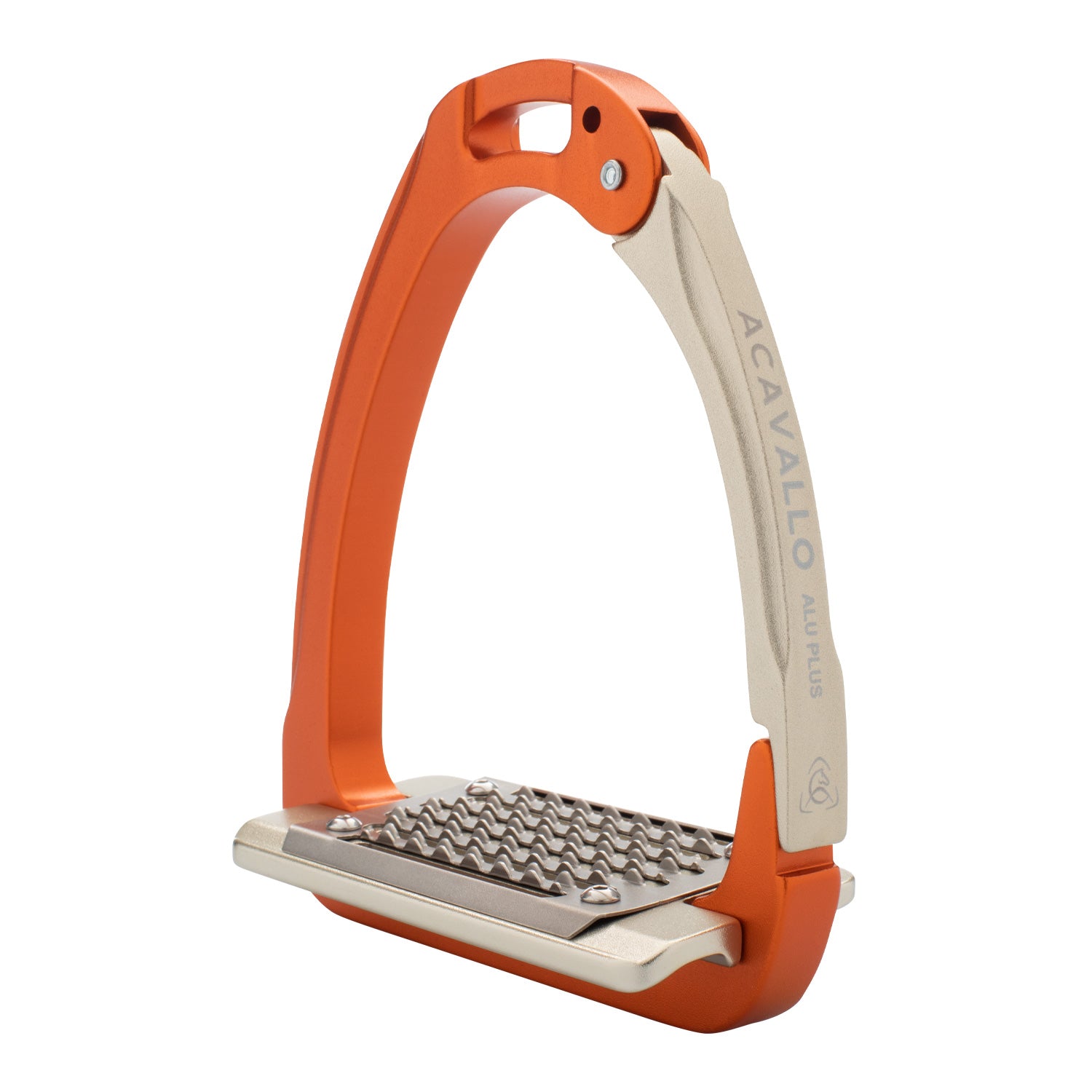 Acavallo Arena Aluplus 2.0 riding safety stirrups with patented lateral release mechanism.
