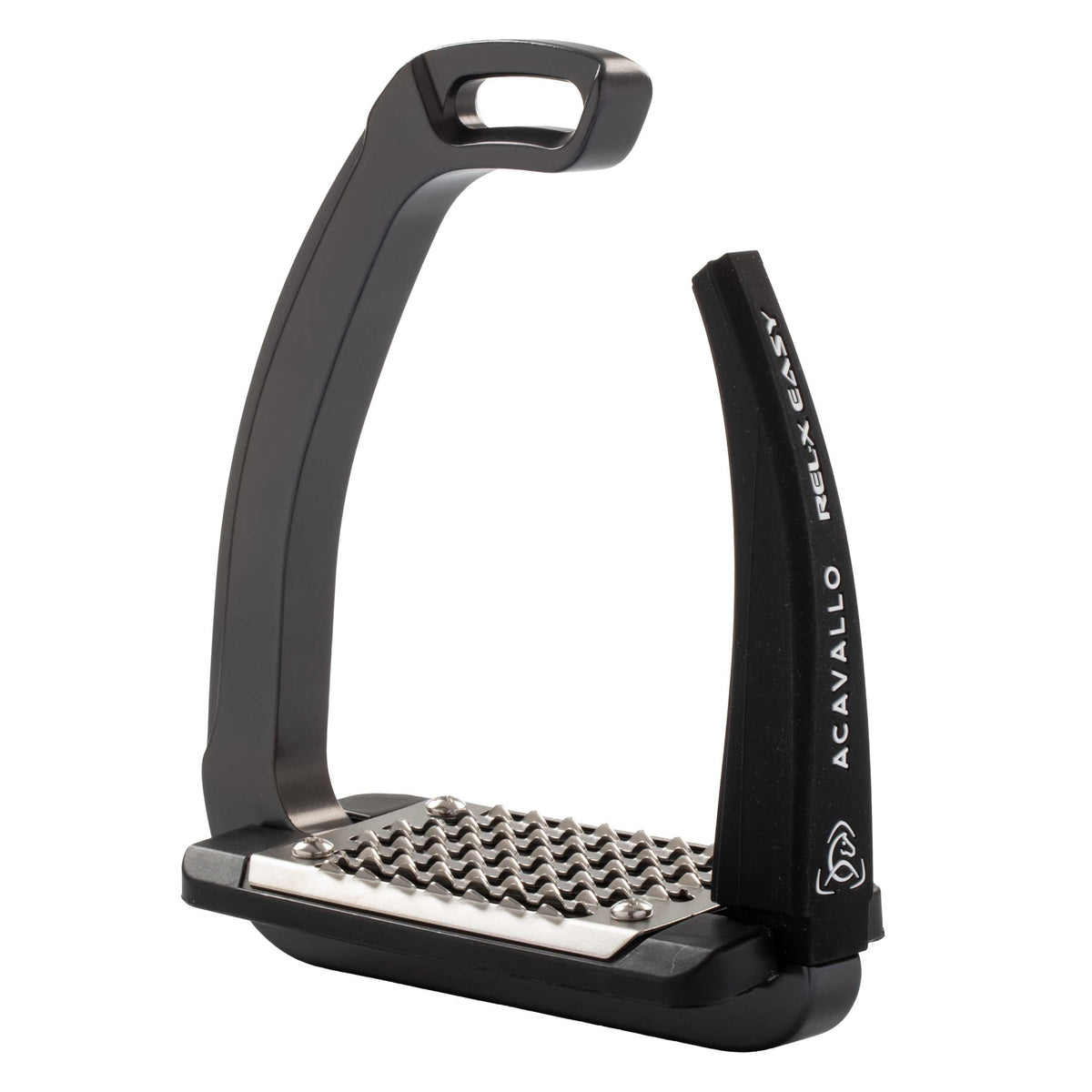 Acavallo REL-X Easy Safety Stirrups in Total Black.
