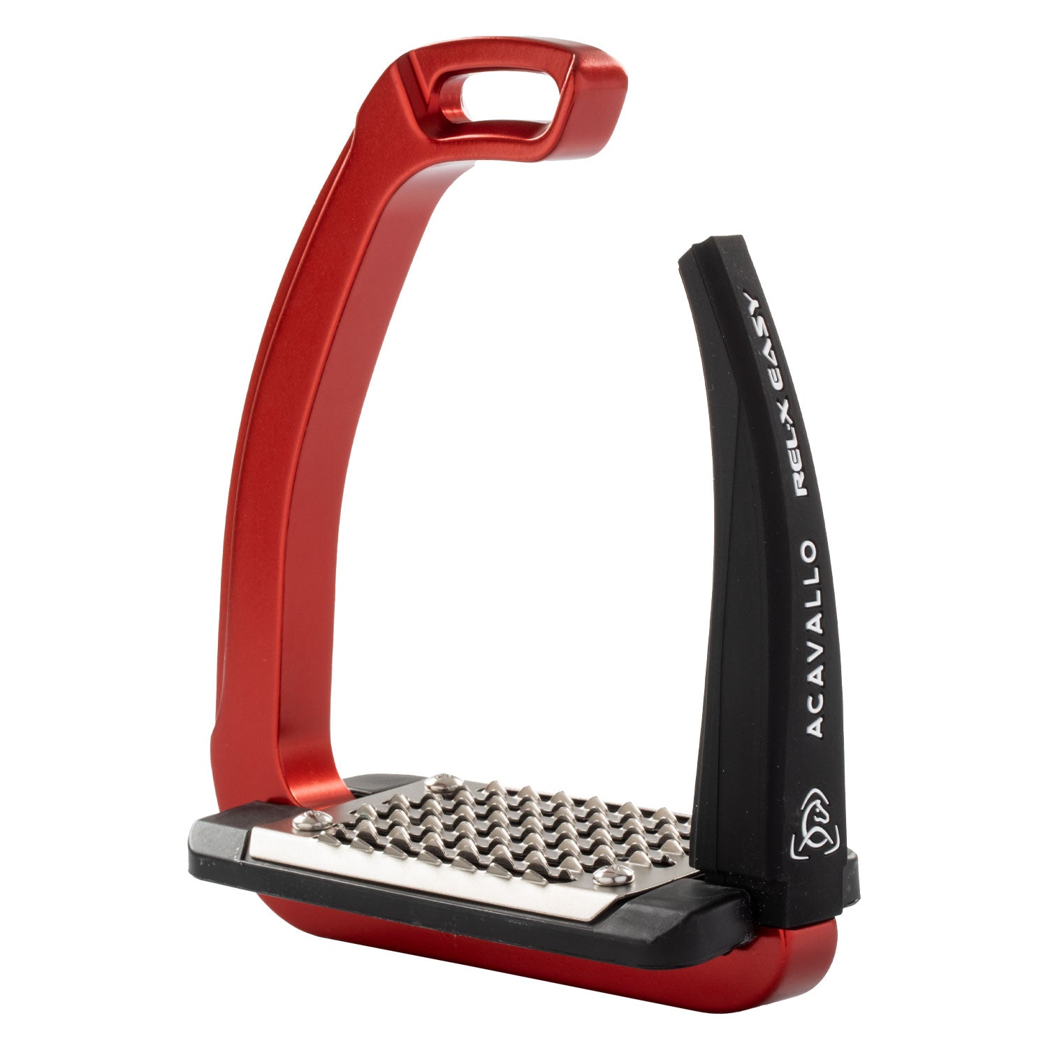 Acavallo REL-X Easy stirrups with five-degree inclined tread for improved rider positioning.