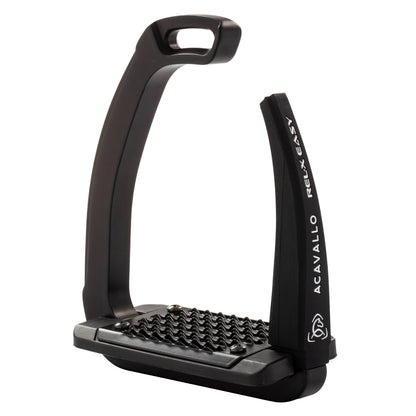 Acavallo REL-X Easy Safety Stirrups in Total Black.