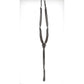 Adjustable leather breastplate for horses with buckled side attachments.