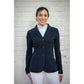 Airbag-compatible equestrian show jacket designed to be worn over a riding airbag vest.