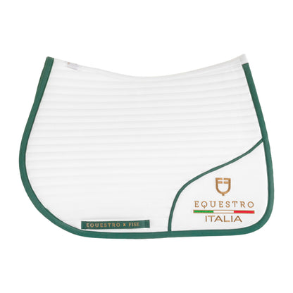 Anatomical jumping saddle pad with breathable honeycomb lining and horizontal quilting