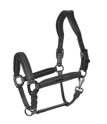 Anatomical leather halter designed for comfortable horse handling