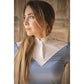 Breathable horse riding show shirt with contrasting mesh side panels.
