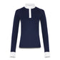 Classic long-sleeve horse riding show shirt with elegant white collar