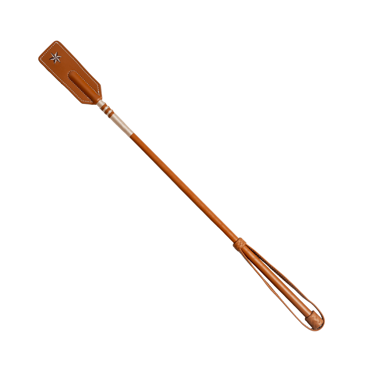 Classy smooth leather jumping whip with a refined minimalist appearance
