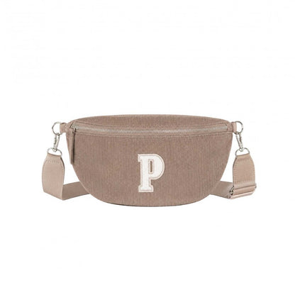 Corduroy crossbody belt bag with practical zip closure