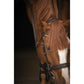 Cowhide leather equestrian bridle with durable stainless steel fittings.