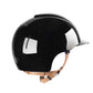 Dressage helmet in shiny black with brown strap