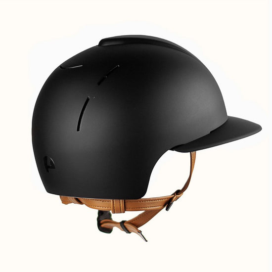 Horse riding helmet with extra wide peak