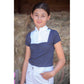 Kids equestrian show shirt with mesh fabric navy blue