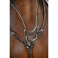 Elastic martingale fork for horses with flexible round straps for comfortable movement.