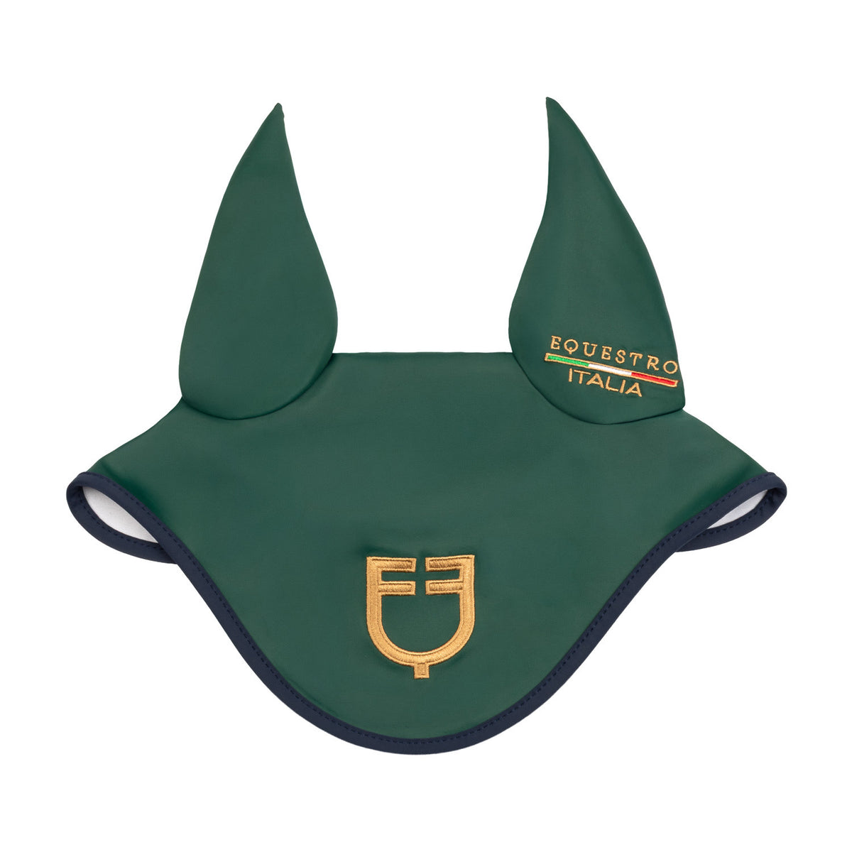 Equestrian ear bonnet for training and competition with embroidered details