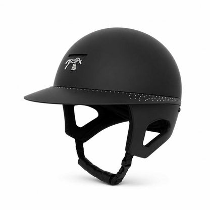 Equestrian helmet with extended integrated temple protection