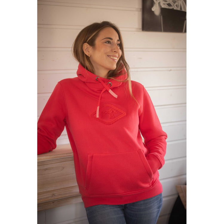 Equestrian hoodie with zipped pockets and adjustable drawstring hood