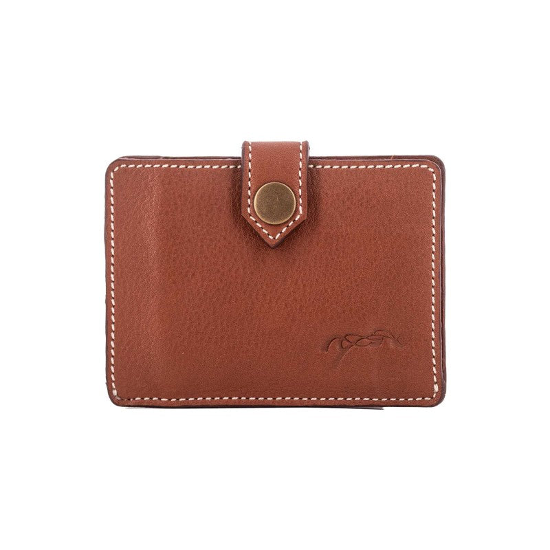 Equestrian-inspired leather card wallet with embossed detailing