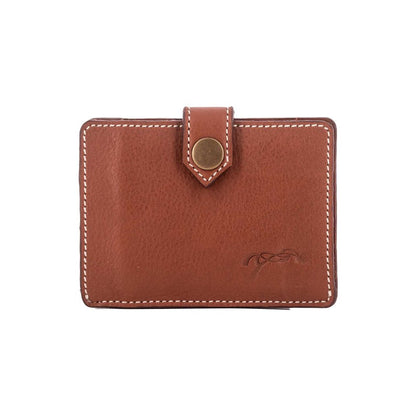 Equestrian-inspired leather card wallet with embossed detailing