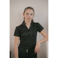 Equestrian polo shirt for women with modern stand-up collar.
