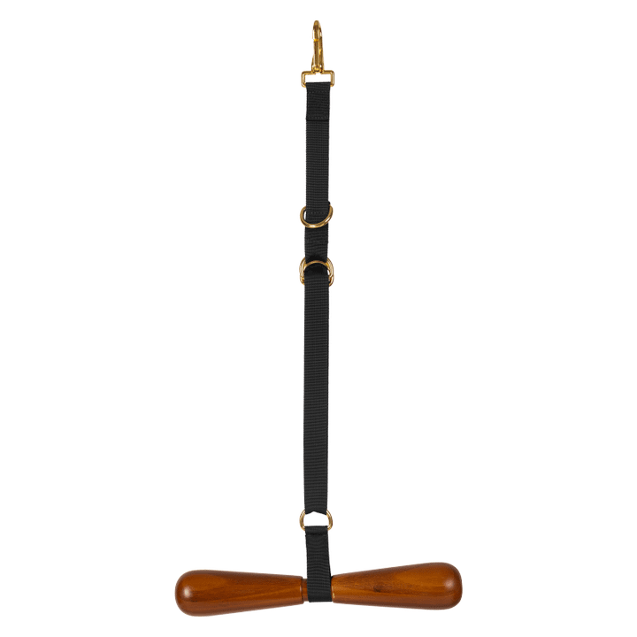 Equestrian saddle holder for keeping a saddle within easy reach in the stable.
