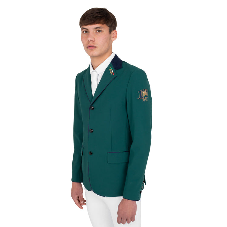 Equestro FISE 100 slim-fit competition jacket with embroidered shoulder logos
