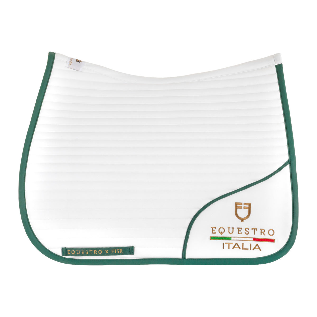 Equestro X FISE 100 technical dressage saddle pad with embroidered logo details