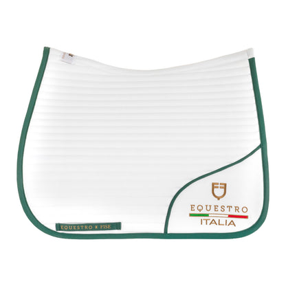 Equestro X FISE 100 technical dressage saddle pad with embroidered logo details