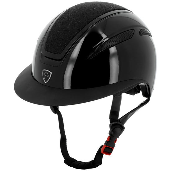 Shiny black equestrian helmet