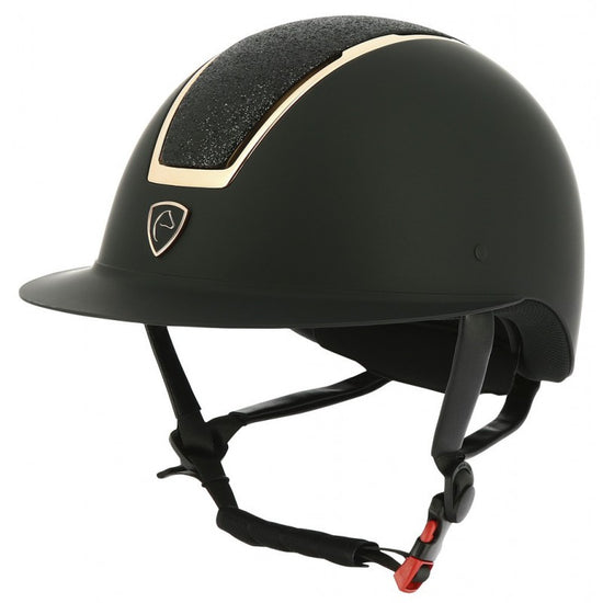 Equestrian helmet with glitter and rose gold