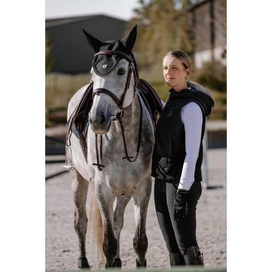 Heated fleece riding vest for women black