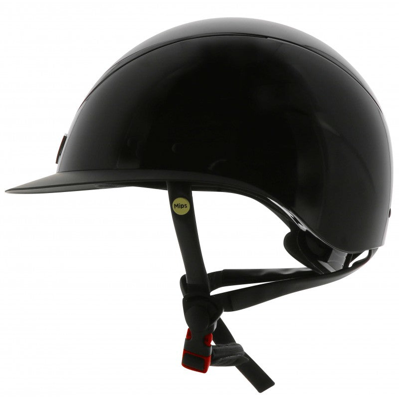 Wide brim equestrian helmet with MIPS