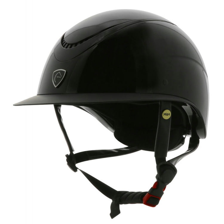 Black horse riding helmet with MIPS