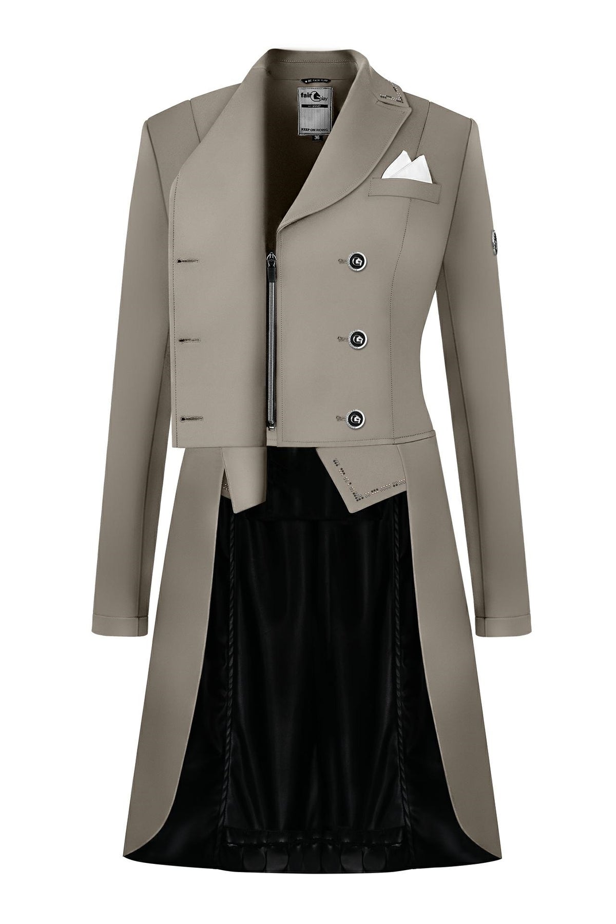 Fair Play FP Nadine breathable tailcoat with underarm eyelets for increased ventilation while competing.