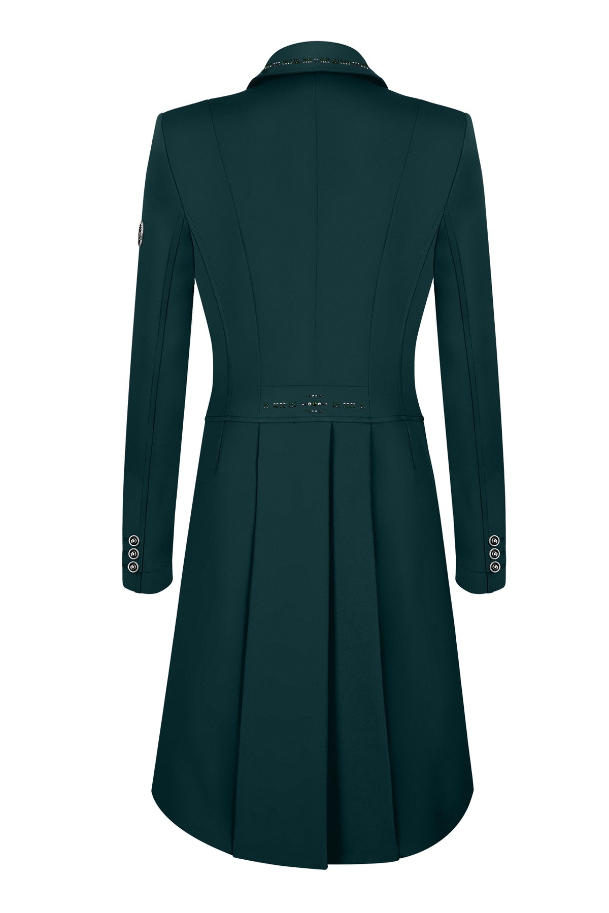 Fair Play FP Nadine elegant dressage tailcoat with decorative sleeve logo, crystal details and tailored fit.