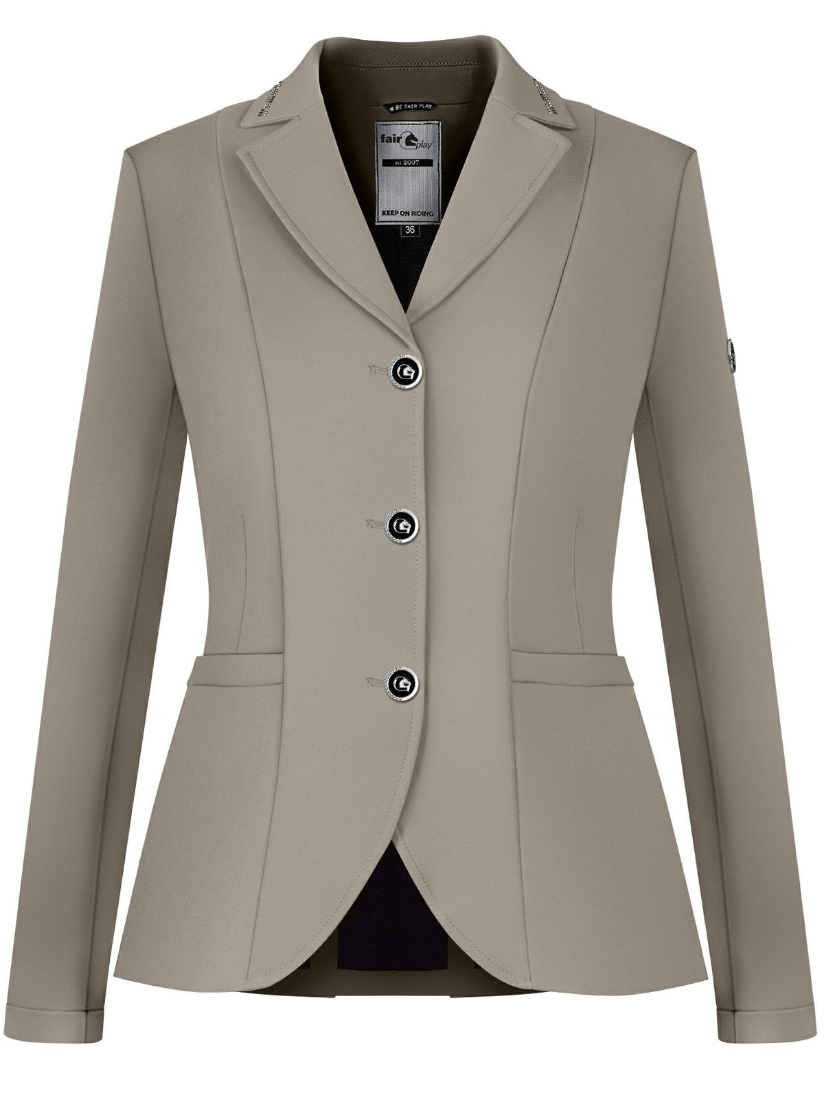 Fair Play Natalie show jacket in Almond with elegant tailored competition styling.