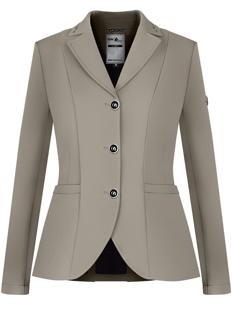 Fair Play Natalie show jacket in Almond with elegant tailored competition styling.
