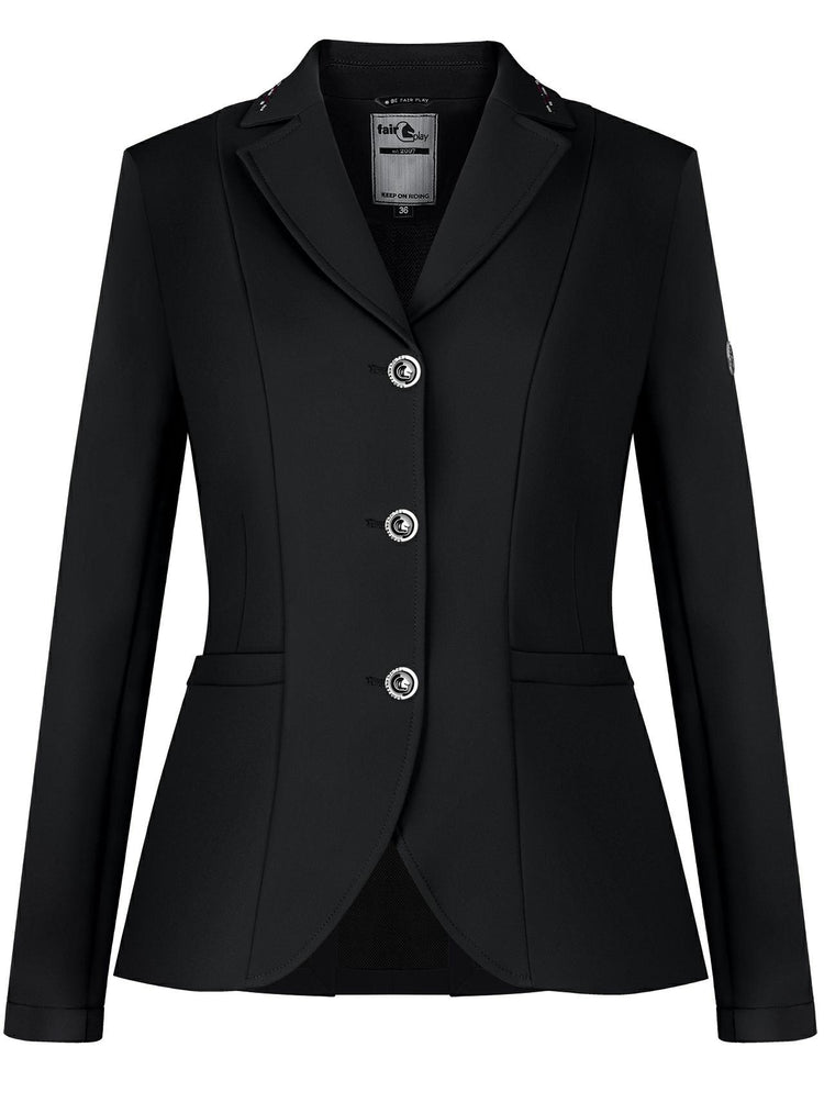 Fair Play Natalie show jacket in Black with a sporty and elegant tailored silhouette.