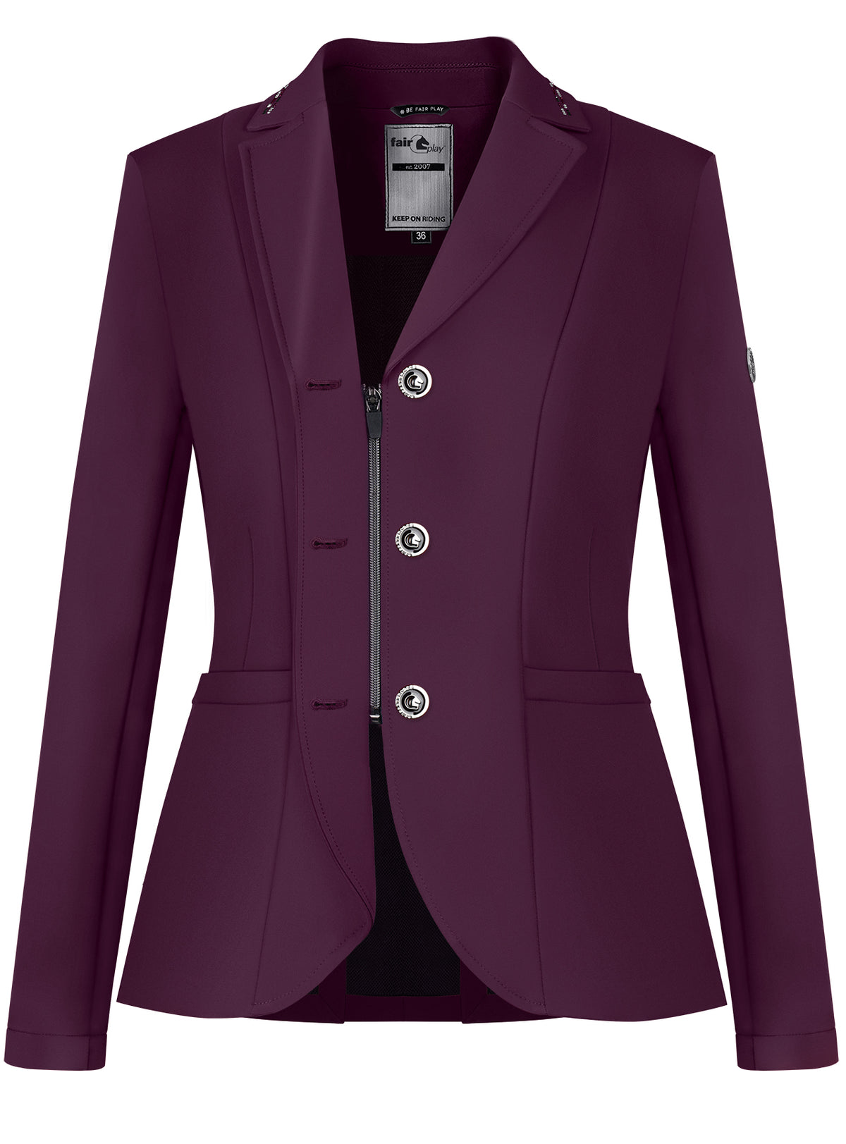 Fair Play Natalie breathable riding jacket with mesh lining and underarm ventilation eyelets.
