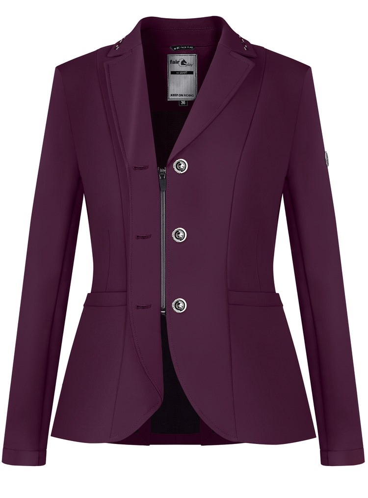 Fair Play Natalie breathable riding jacket with mesh lining and underarm ventilation eyelets.